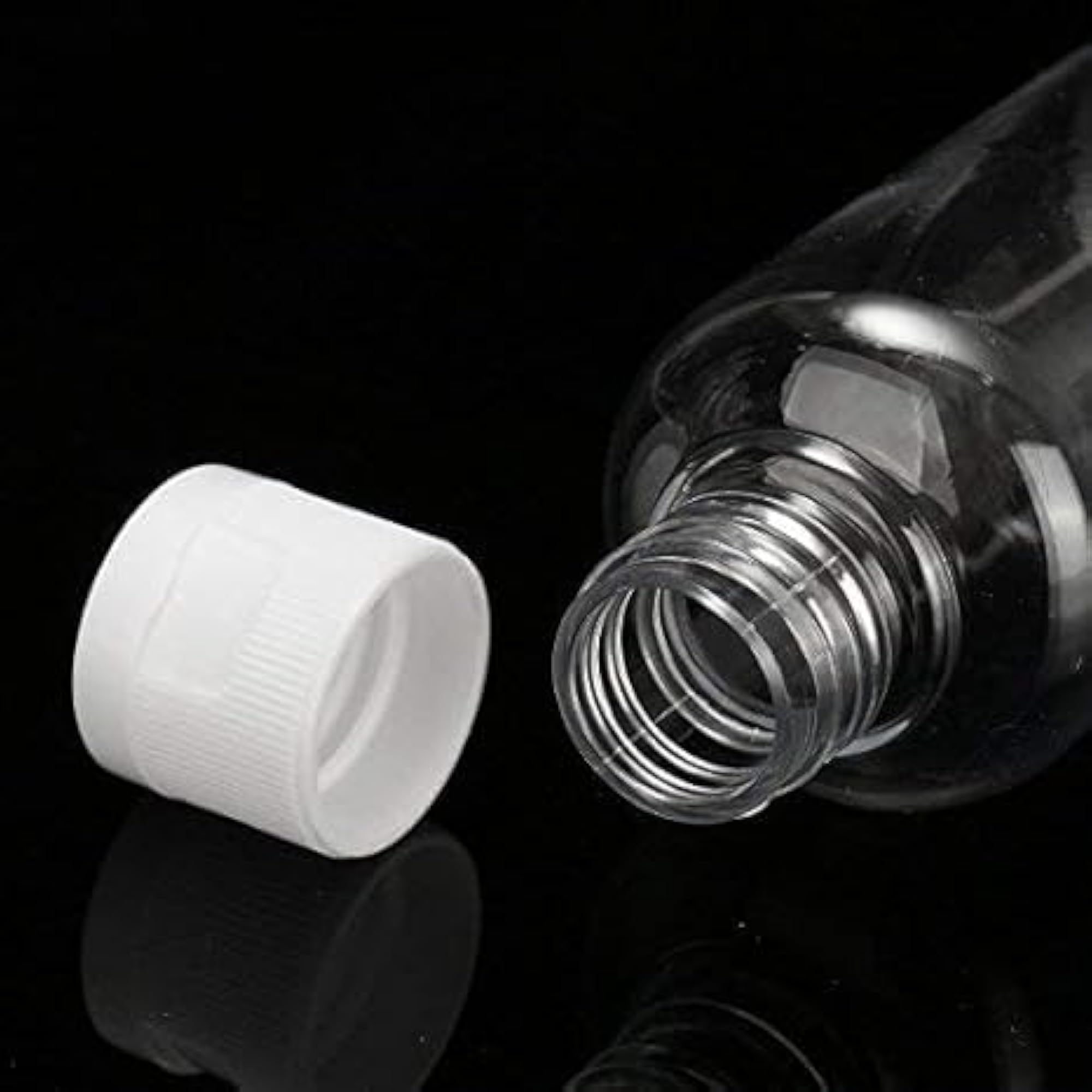 Clear Plastic Bottles with Black Flip Top Cap, Pack of 10